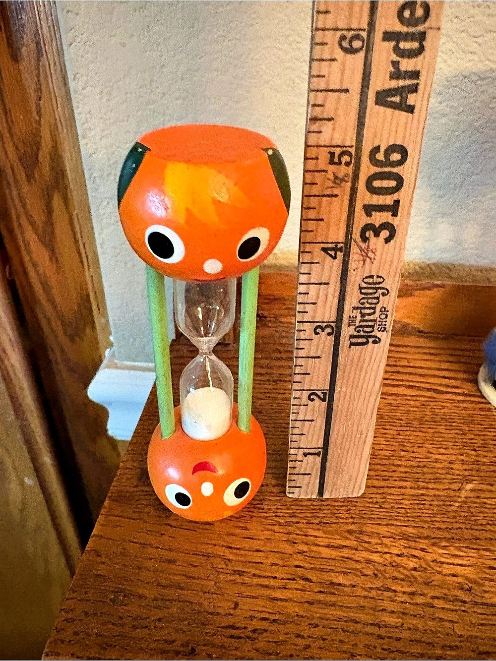 Vintage wood Orange & Green sand timer Hourglass Decor